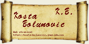Kosta Bolunović vizit kartica